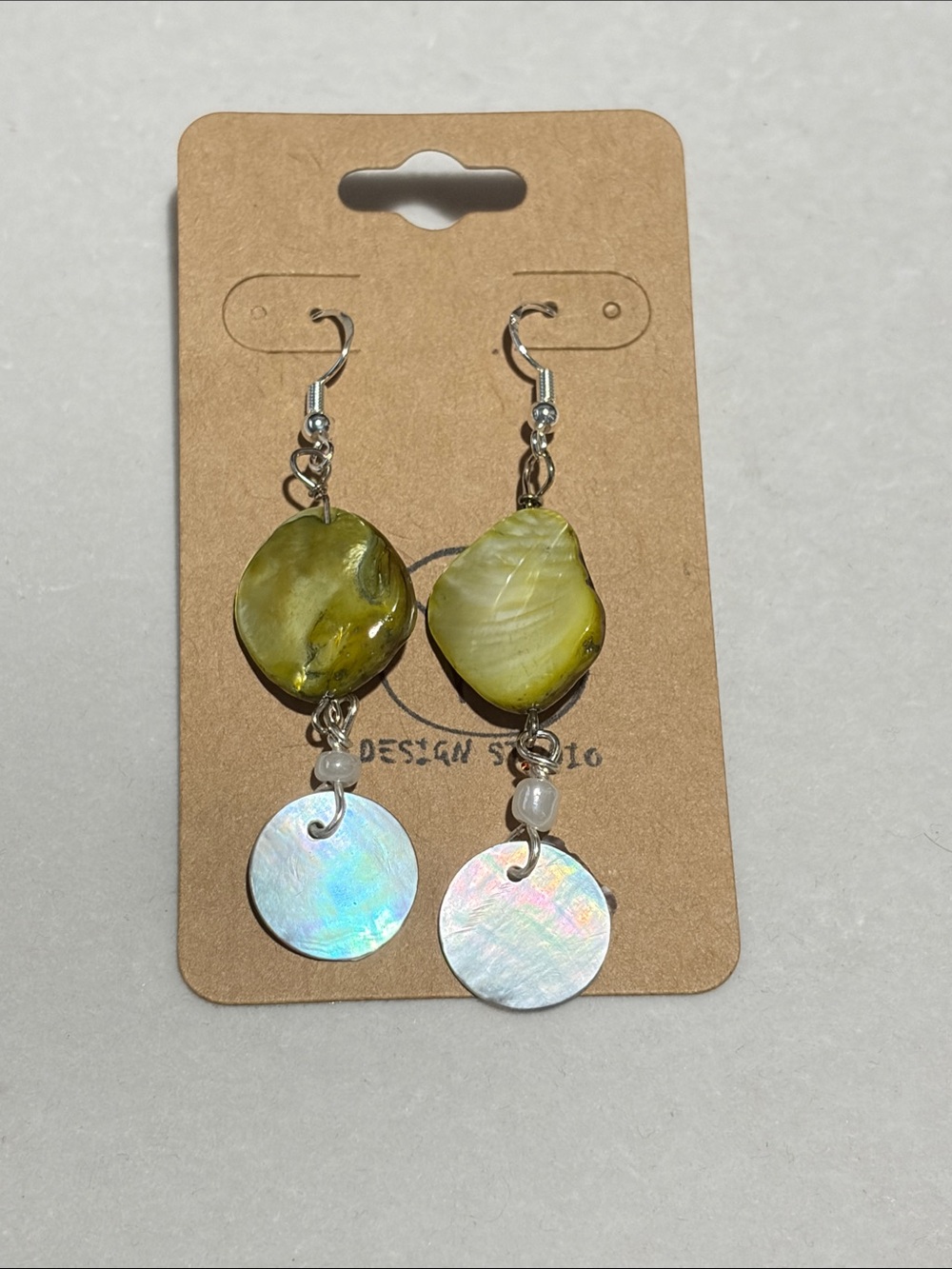 Green Mother of Pearl Shell Earrings